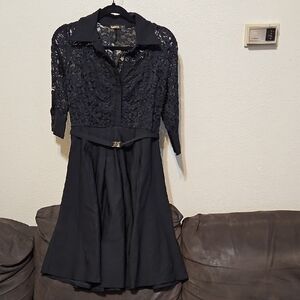 Miusol Elegant Black Lace 3/4 Sleeve Dress